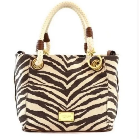 Michael Kors Marina Anchor Rope Tiger Print Shoulder Canvas Tote (+ Dust Bag) - Picture 8 of 12